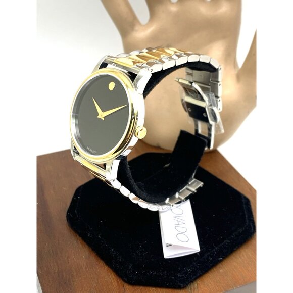 Movado Men's Watch 2100016 Museum Black Dial Swiss Quartz Two Tone Steel 39mm - Picture 14 of 14